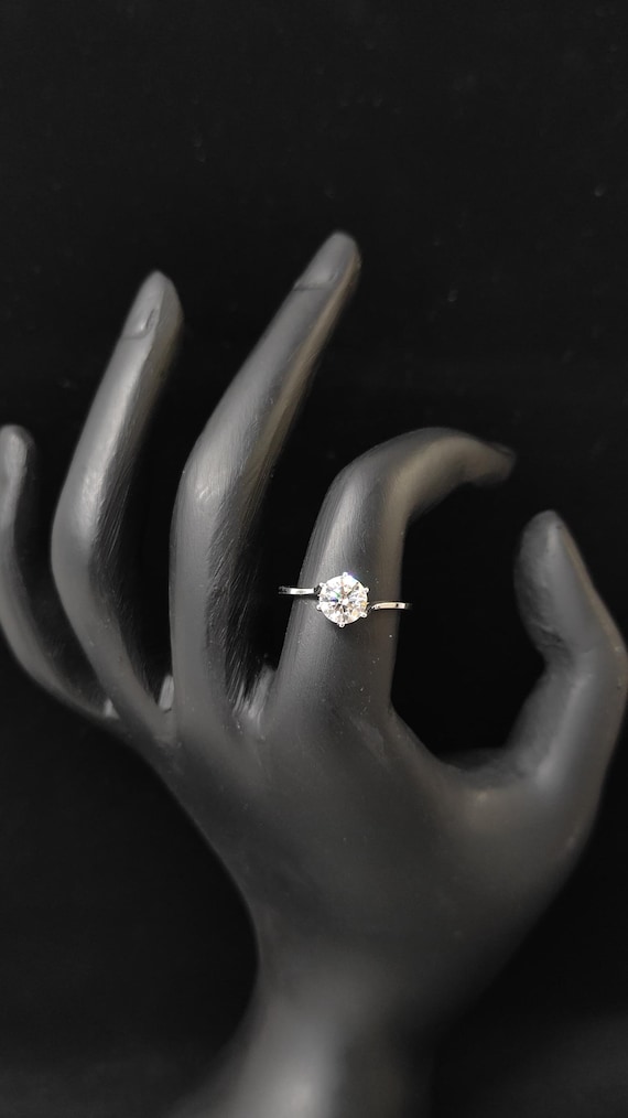 Sterling Silver Solitaire Ring: Lab Grown Diamond, Minimalist Bridal Jewelry