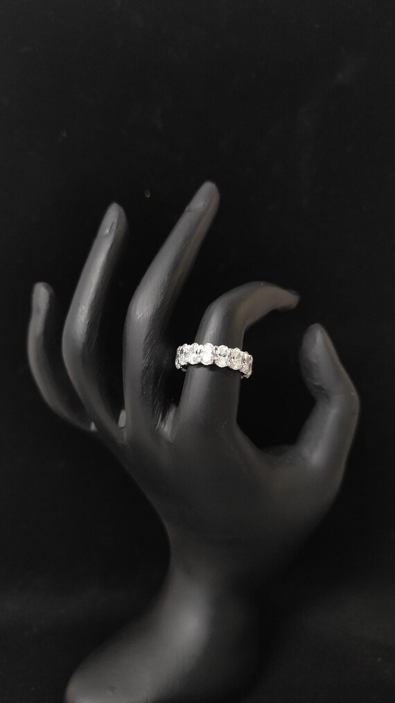 Oval Lab Grown Diamond Eternity Band: 14K White Gold Shared Prong Ring