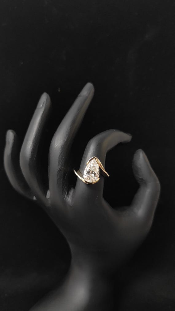 4.04ct Pear Lab Grown Diamond Ring: 14kt Yellow Gold Halo, IGI Certified