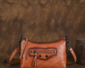 Vintage Shoulder/Crossbody Bag, Handmade Shoulder Bag, Leather Shoulder Bag, Adjustable Shoulder Strap Tote Bag,Everyday Bag,Christmas Gift.