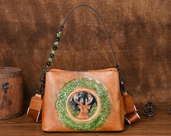 Single Shoulder Crossbody Vintage Women's Bag, Handmade Leather Crossbody Bag, Fashionable Shoulder Bag, Daily Commuting Shoulder Bag
