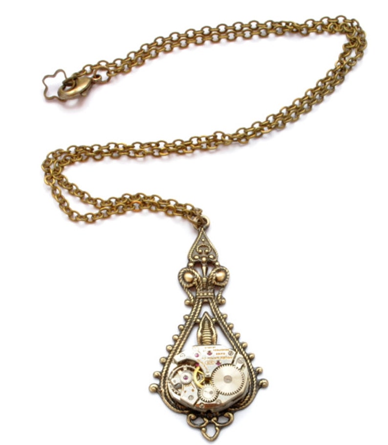 Personalized Steampunk Jewelry Necklace in Antique Brass or Etsy