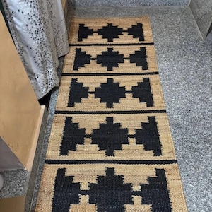 Handwoven Jute Stair Runner: Eco-Friendly Rustic Rug
