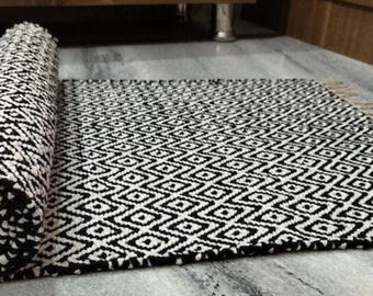 Eco-Friendly Organic Cotton Yoga Mat, Handwoven Non-Slip Exercise & Meditation Rug, 2x6 Ft Travel-Friendly