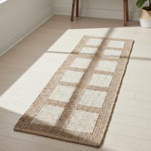 Striped Handmade Tufted Hemp Area Rug Hemp Jute Runner Rug hand loomed Rug Bohemian Vintage Large Area Rug For Decor Hemp Jute Rug