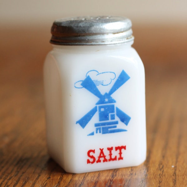 Vintage Milk Glass Windmill Salt Shaker