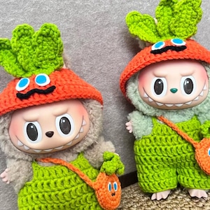 Crochet Labubu PDF Pattern Video Tutorial Labubu Carrot Outfit Crochet Pattern How to Crochet Cute Labubu Doll Pattern Crochet Clothes