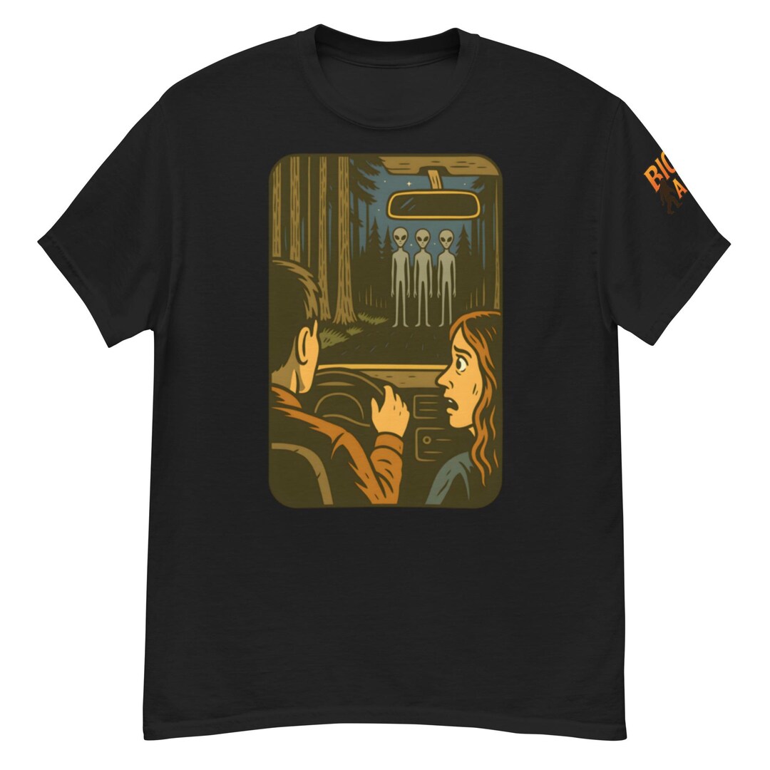 Alien Encounter Forest T-shirt – Retro Abduction Scene Graphic Tee ...