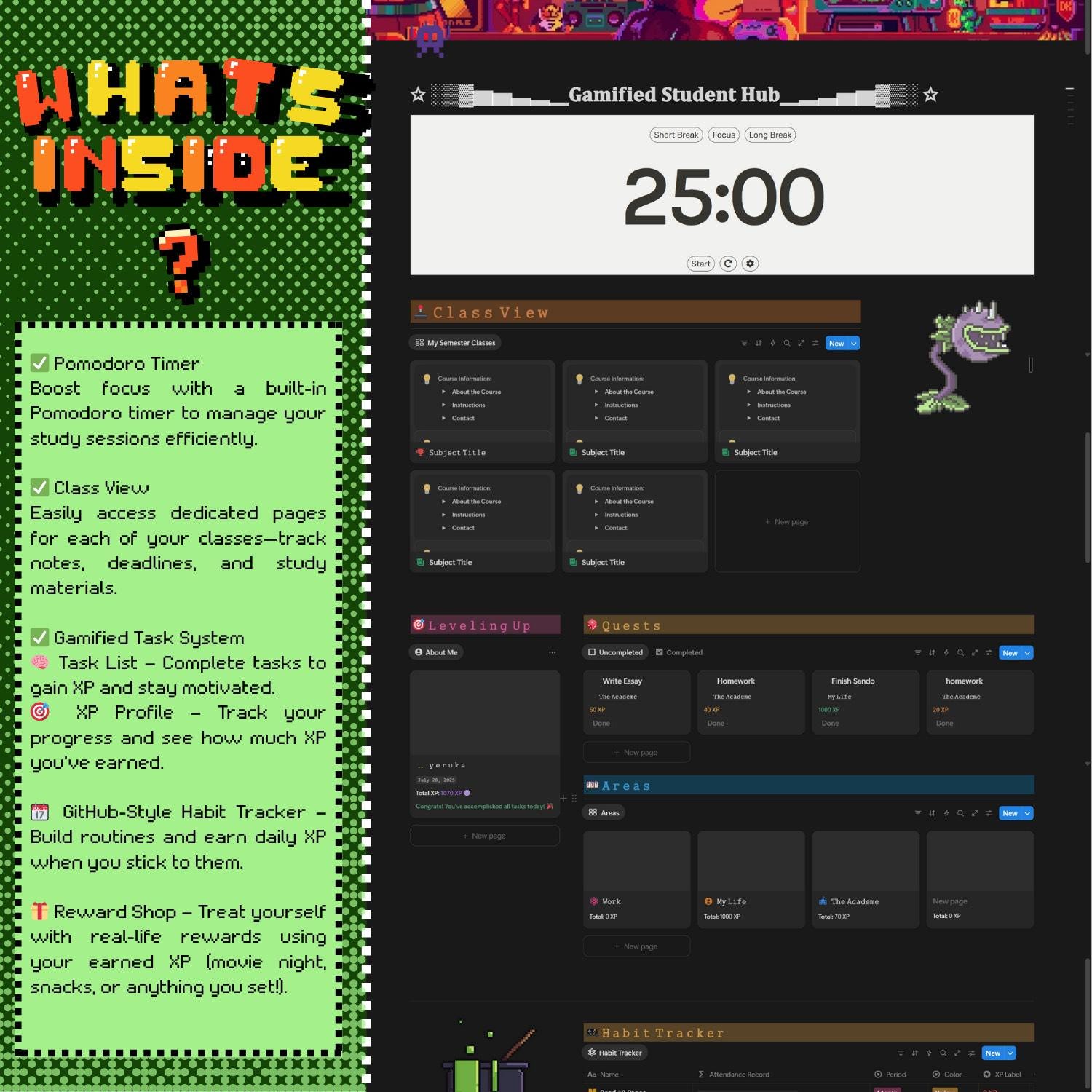 Gamified Student Hub Notion Template for Productivity & Motivation Etsy