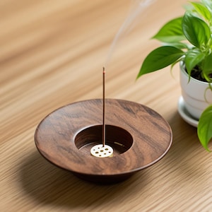 Wooden Incense Holder, Walnut Base Burner, Stick Stand, Personalized Engraving Base, Meditation, Yoga Relaxation Decor, Aromatherapy Tray