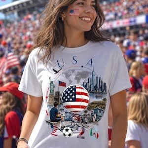 USA football fan t-shirt white American national team supporter soccer apparel