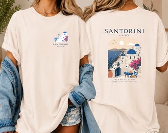 Santorini Greece T-Shirt, Comfort Colors Tee, Greece Travel Gift, Aegean Summer Shirt