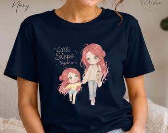 Mother Daughter T-Shirt, Organic Unisex mid-light t-shirt, Anime Girl Tee
