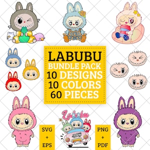 Labubu SVG Bundle: 60+ Kawaii Stickers, Cricut Printable Designs (Digital Download)