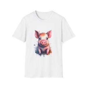 Cute Pig Graphic Unisex Softstyle T-Shirt, Farm Animal Tee, Gift for Pig Lovers, Fun Casual Wear, Summer Outfits