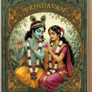 Radha Krishna, Vrindavan Painting, Krishna, Hindu Temple Decor, Hindu God, Radhe Radhe, Hinduism Digital Art, Krishna Prints, Love, India