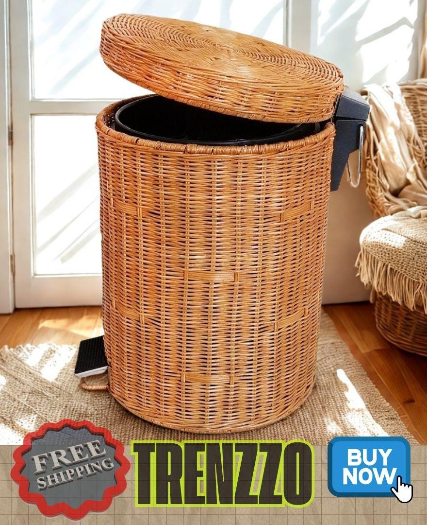2er-Set Rustikale Holz-Mülleimer – Kleiner & Großer Abfalleimer Mit Griff Im Bauernhaus-Stil