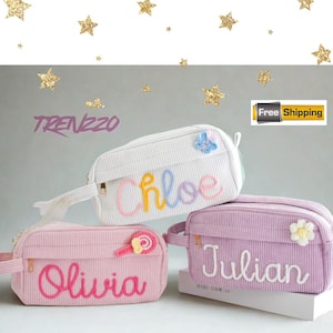 Personalisierte Federmäppchen aus Cord: Custom Name Reißverschluss Tasche - Back to School