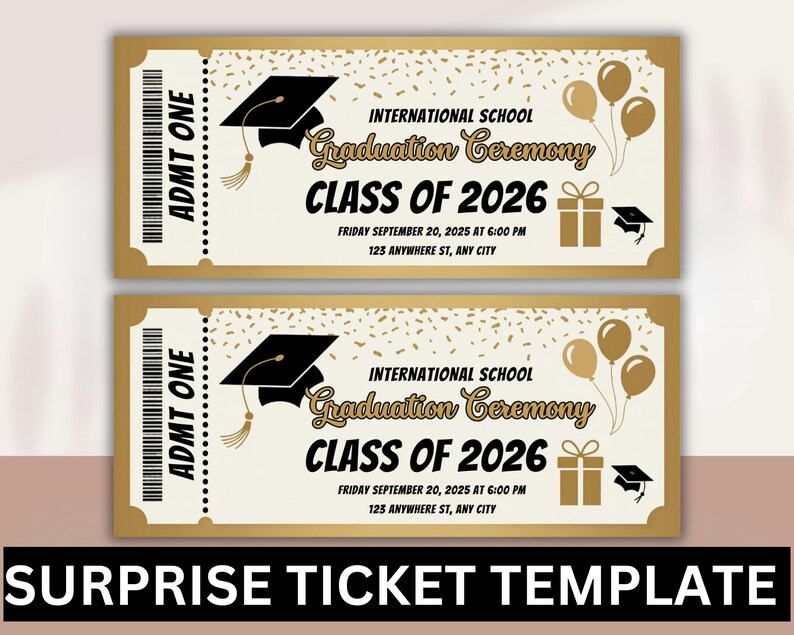 Graduation Ceremony Ticket Template 2026 | Printable Graduation Invite ...