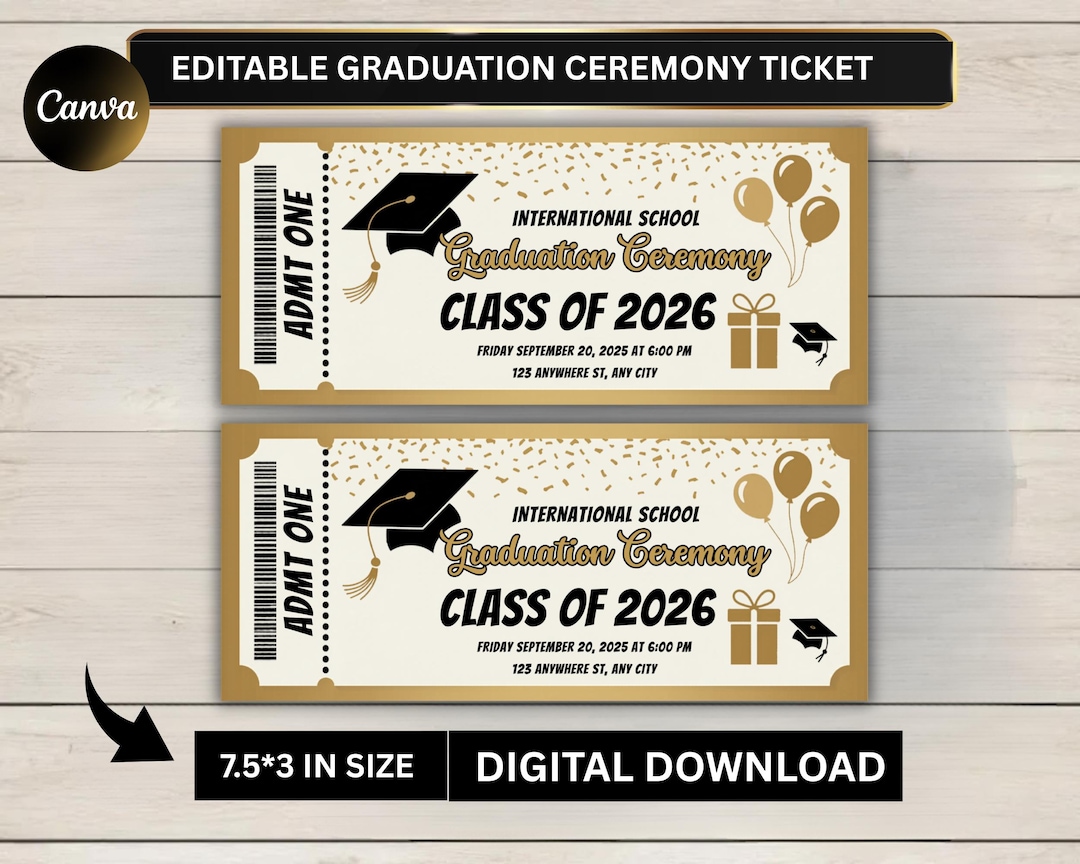 Graduation Ticket Request Graduation Ceremony Ticket Template 2026 | Printable Graduation Invite ...