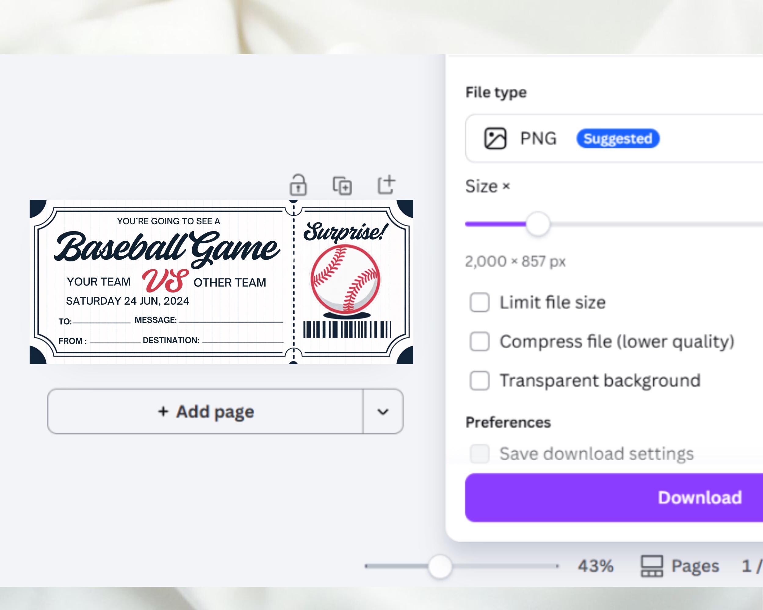 Baseball Game Ticket Gift Template, Editable Sports Event Ticket ...