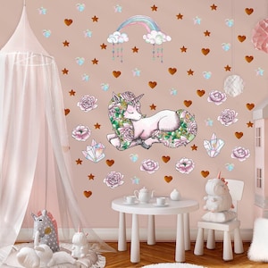 Dreamland Unicorn – Girls Nursery Wall Sticker – Magical Nursery Decor – Peel and Stick
