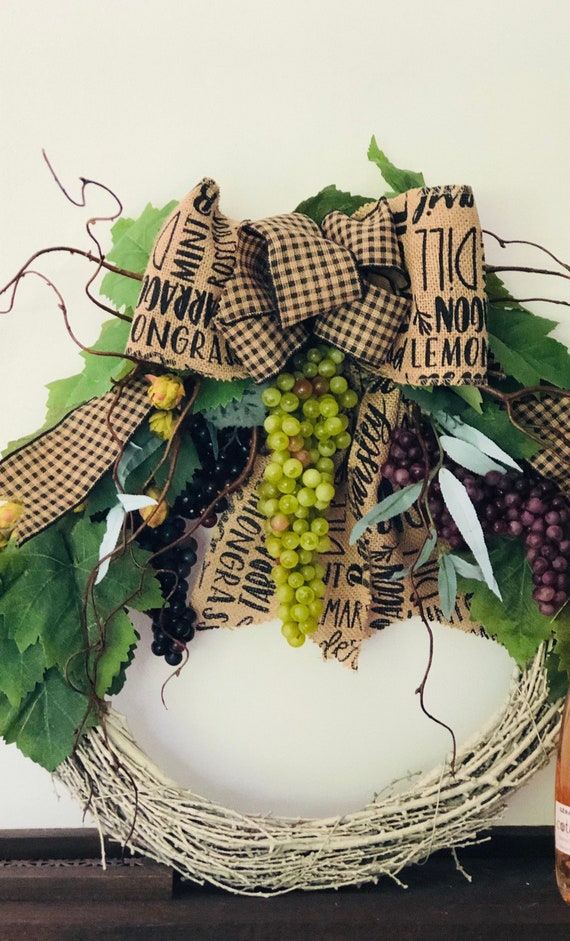 Wine Lovers Wreath-Wine Drinker Wreath-Wine Garden Wreath-Grape Vine Wreath-Wine Decor-Wine Drinker Gift-Bar Decor-French Country Kitchen