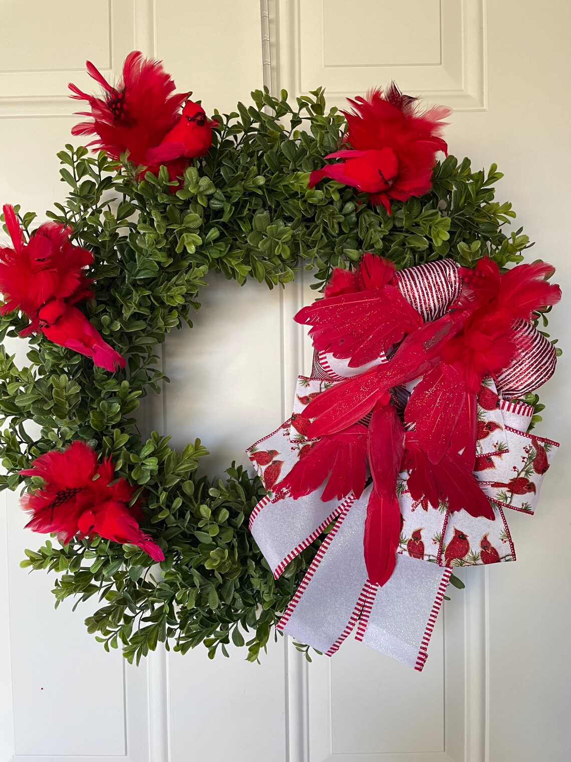 Cardinal Wreathred Cardinal Wreathflying Cardinal Etsy