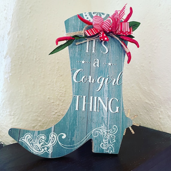 Desktop Boot saying It’s a Cowgirl Thing-Western Gift-Barn Wedding-Cowgirl Bridesmaid-Cowgirl Decor-Ranch Decor-Boot Scootin' Boogie