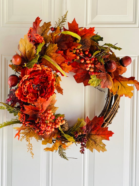 Fall Wreath -Rustic Fall Wreath-Thanksgiving Wreath-Wreath for Fall-Autumn Front Door Wreath