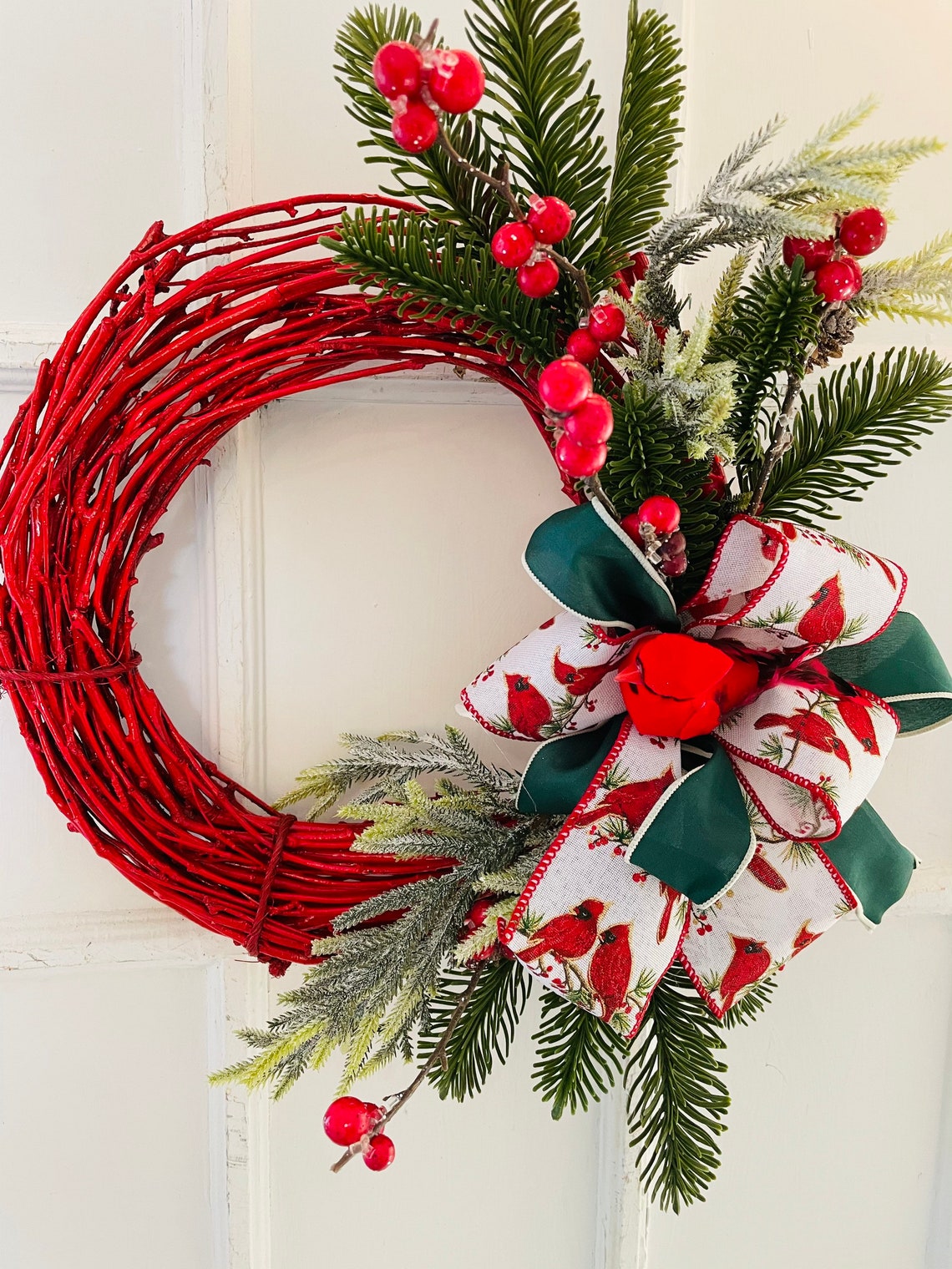 CardinalsCardinal WreathRed Bird WreathCardinal DecorSt Etsy