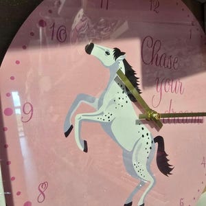 Kids Wall Clock - Pink Horse Design