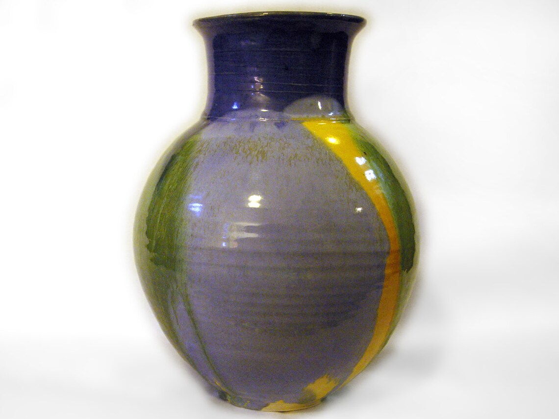 Large Spring Colored Earth Rainbow Vase. Flower, Green, Ivory, Blue ...