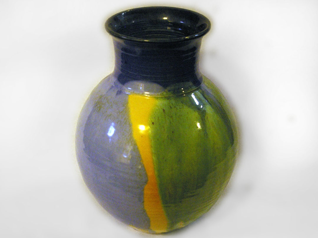Large Spring Colored Earth Rainbow Vase. Flower, Green, Ivory, Blue ...