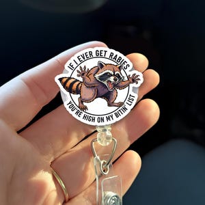 Funny Raccoon Badge Reel: Dark Humor Nurse ID Holder