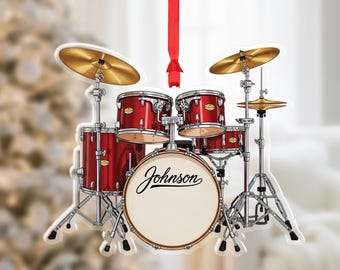 Personalized Drum Set Christmas Ornament • Custom Musician Gift for Drummer 2025