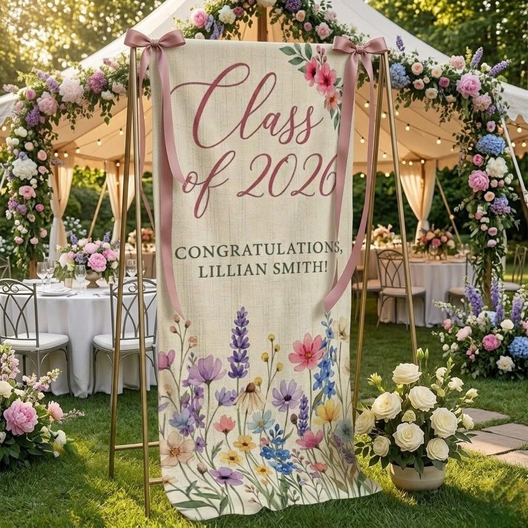 Spring Graduation Linen Personalized Linen Graduation Banner With Name and Class Year - Etsy
