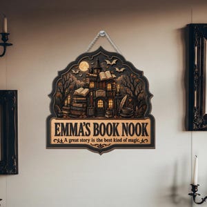 Letrero personalizado para rincón de lectura: Decoración de pared de biblioteca de madera de 2 capas a medida