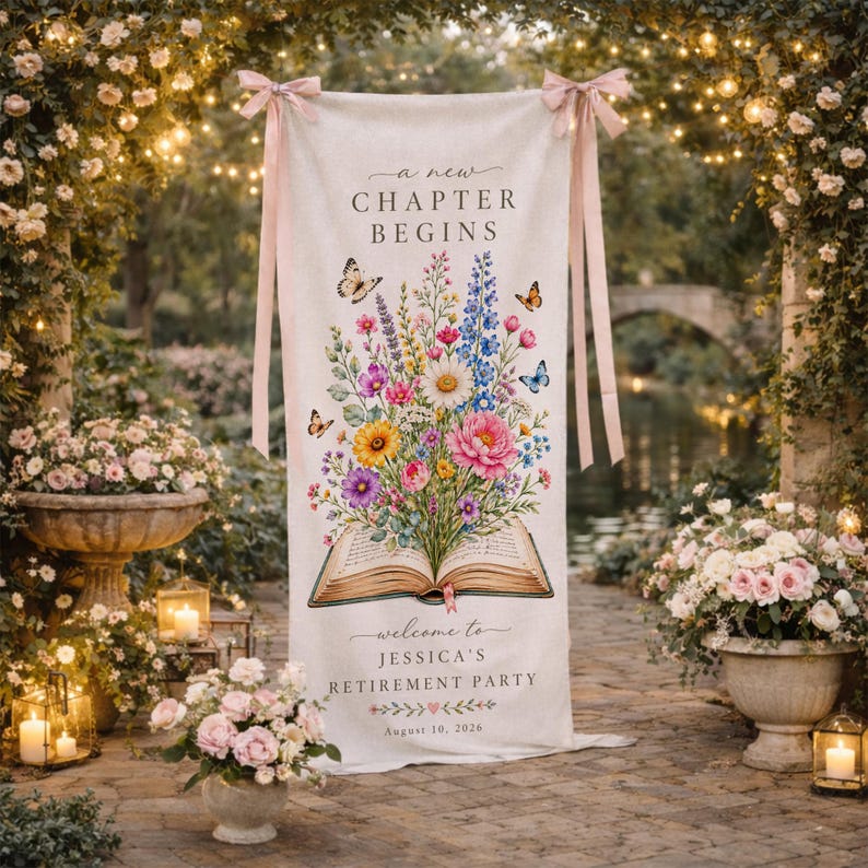 Chapter Ribbon Retirement Party Welcome Sign Chapter Begins Banner Personalized Name ...