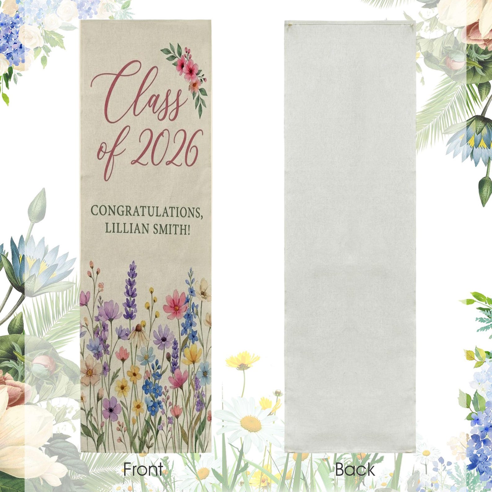 Spring Graduation Linen Personalized Linen Graduation Banner With Name and Class Year - Etsy