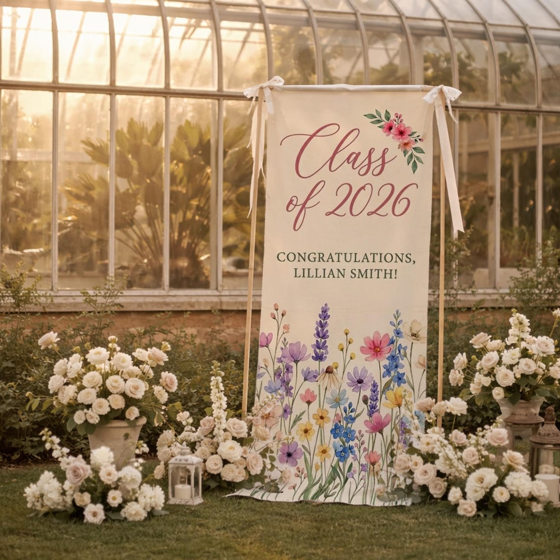 Spring Graduation Linen Personalized Linen Graduation Banner With Name and Class Year - Etsy