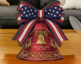 USA 250-jähriges Jubiläum Holzblock Patriotische Glocke Dekor Unabhängigkeitsgedenken Zeichen