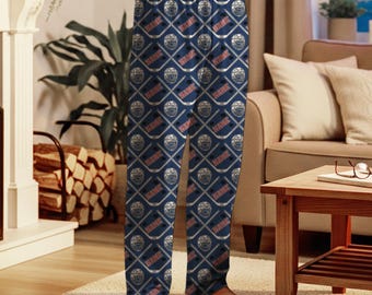 Custom Ice Hockey Pajama Pants – Personalized Hockey Pattern Lounge Bottoms