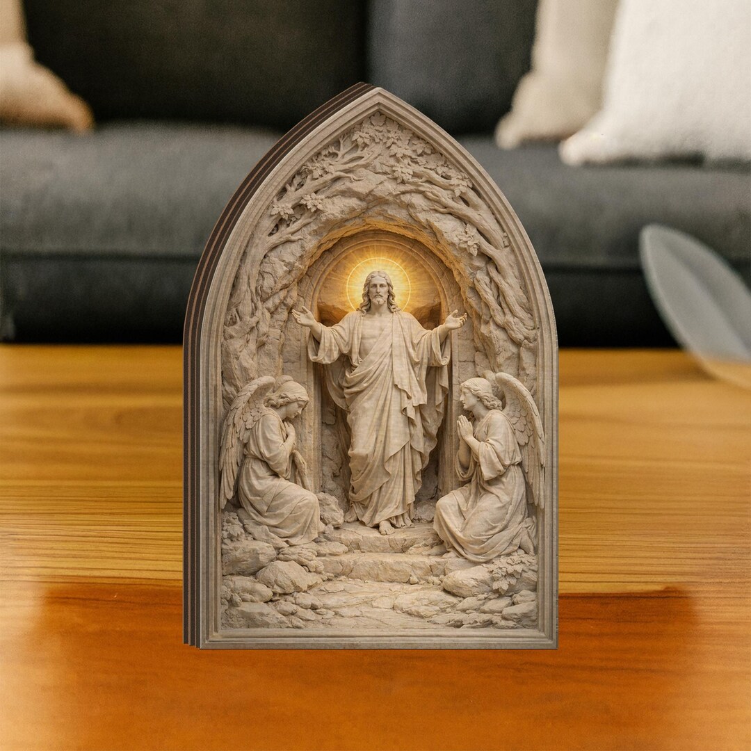 Jesus Block Wooden Block Jesus Rising Tomb Scene, Christian Resurrection Relief ...
