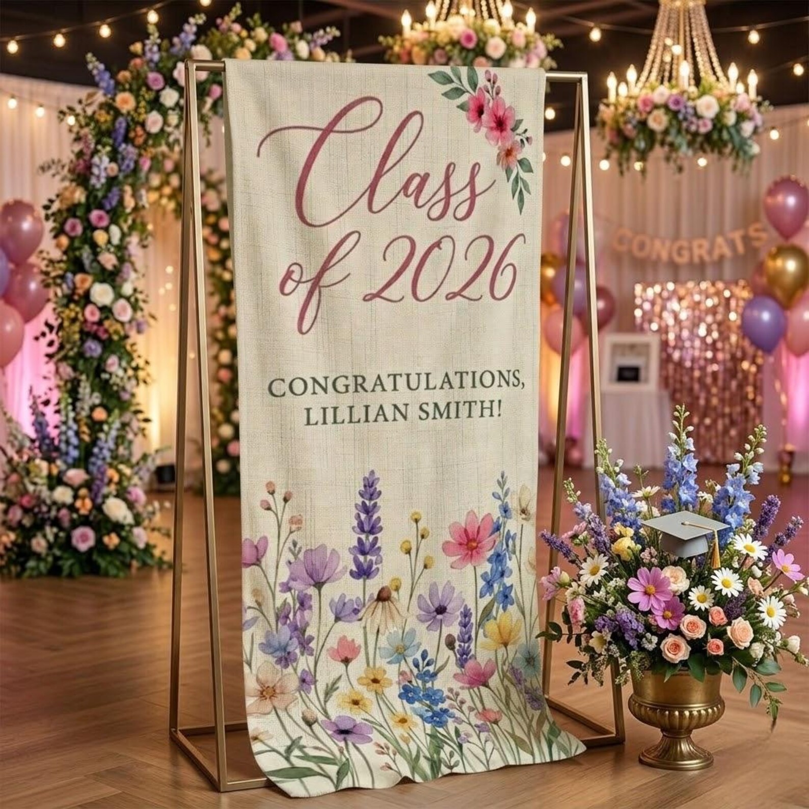 Spring Graduation Linen Personalized Linen Graduation Banner With Name and Class Year - Etsy