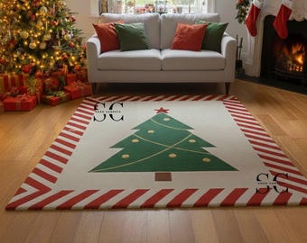 Handgetuft kerstboomtapijt – feestelijke decoratie voor thuis