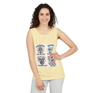 July 4 Dog Lover&#39;s Tank Top, Funny Unisex Tank, Gift for Dog Lovers, Patriotic Sleeveless Tee, Red White Blue Tank