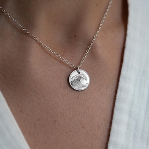 Sterlingzilveren golfhangerketting – Minimalistische oceaangolfsieraden
