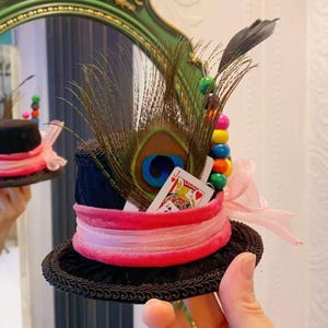 Black Handmade Pet Costume Hat,Cat Dog Punk Halloween Feather Photo Prop Witch Hat,Cute Pet Clothing Accessories