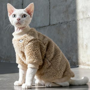 Handgjord teddyfleece katttröja | Varm vinteroutfit